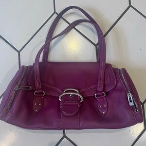 Cole Hasn Purple Leather Tote Handbag Vintage Y2K v